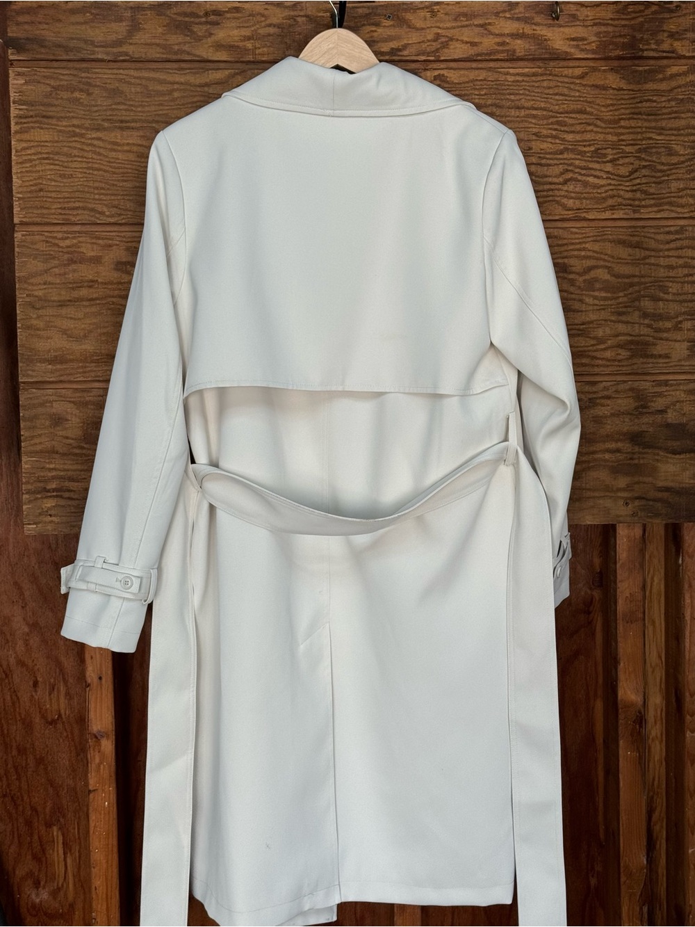 BCBGMaxAzria Cream Wrap Trench Coat with Self Tie - Picture 2 of 6